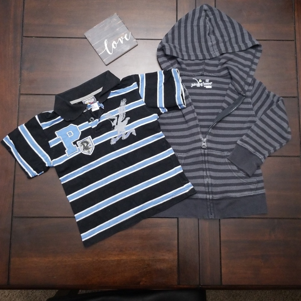 collared shirt and jacket w/ hood 2T